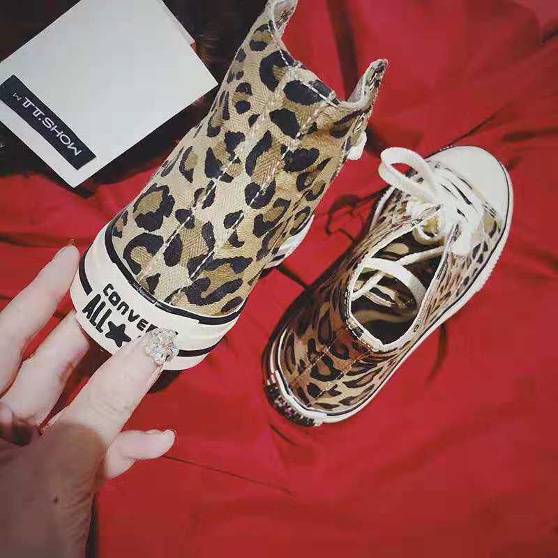 Leopard Canvas Shoes Women Flat Platform Sneakers Women Casual Shoes Woman High Top Tenis Mujer Casual