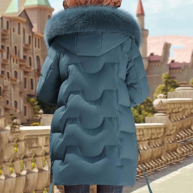 Women's Mid-length Down Jacket Winter Korean Loose Cotton Clothes Casual Hooded Padded Jacket Quilted Jacket