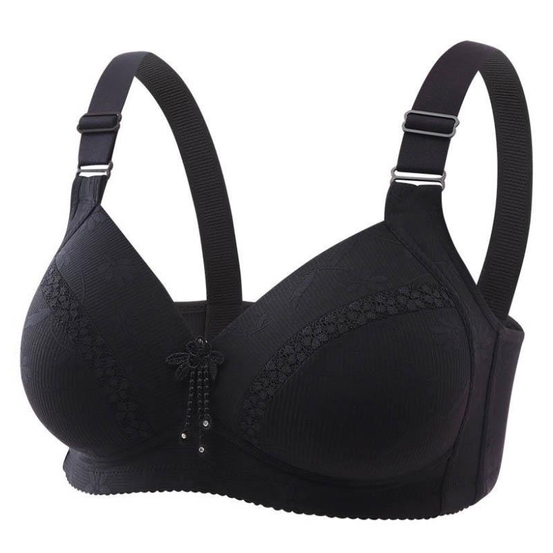 Women's Sexy Jacquard Simple Natural Bra Without Rims Gathering Anti-sagging, Non-magnetic Large Size Thin Underwear Bra