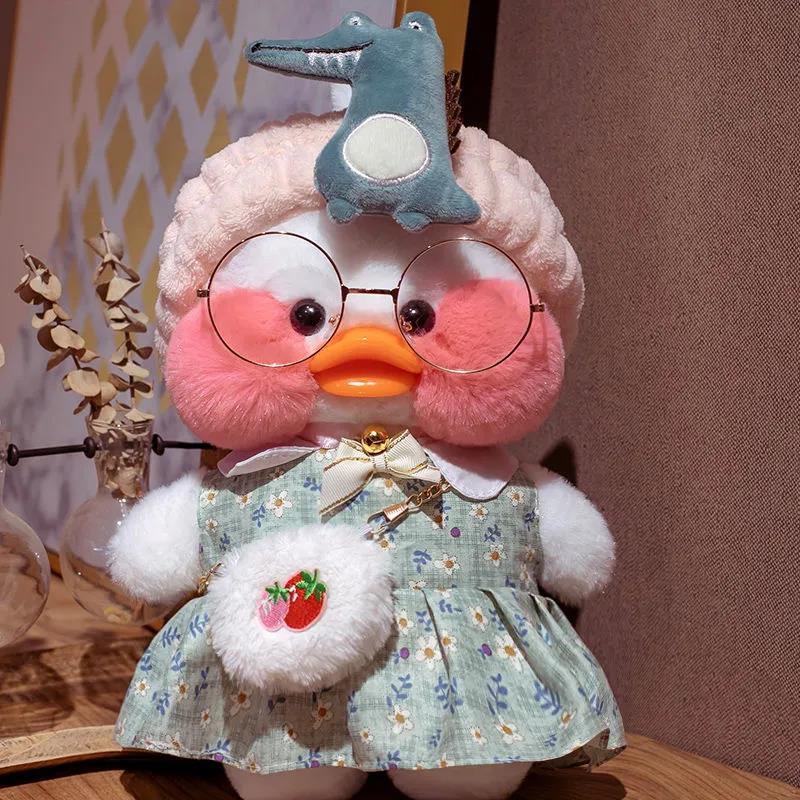 30cm Children's Plush Toys Lovely Small Duck Plush Doll with Clothes and Glasses Kid's Cute Birthday Gifts Home Doll Decor