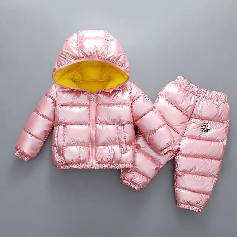 Children's Winter Thick Down Padded Jacket Suits for Boys and Girls Two-piece Disposable Baby Cotton Clothes for Infants and Toddlers