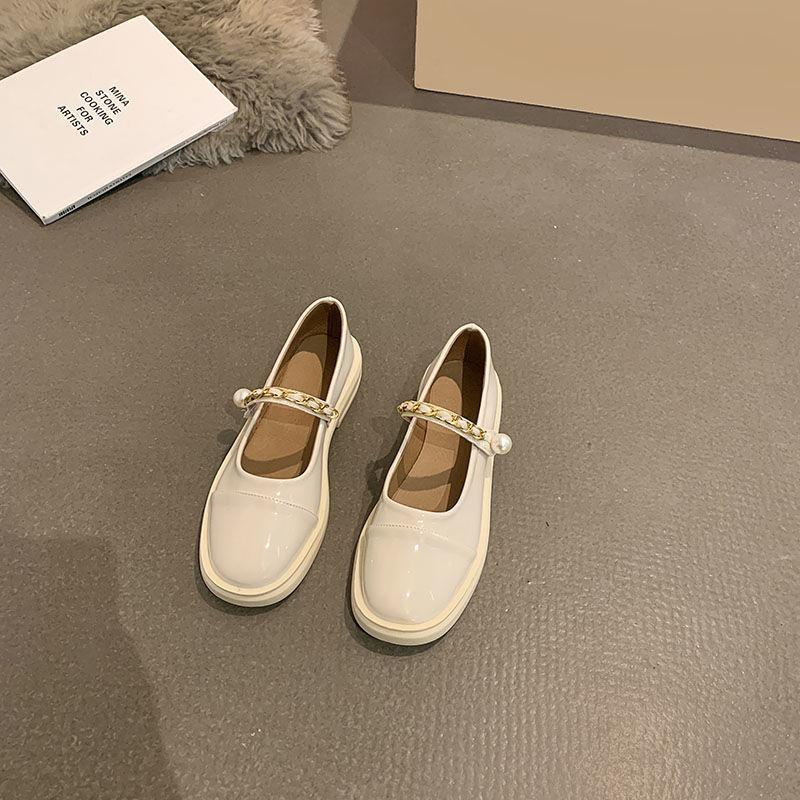 Loafer Shoes Hepburn Style Leather Shoes Women French Retro Mary Jane Shoes Temperament Single Shoes Women's Buckle Leather Shoes