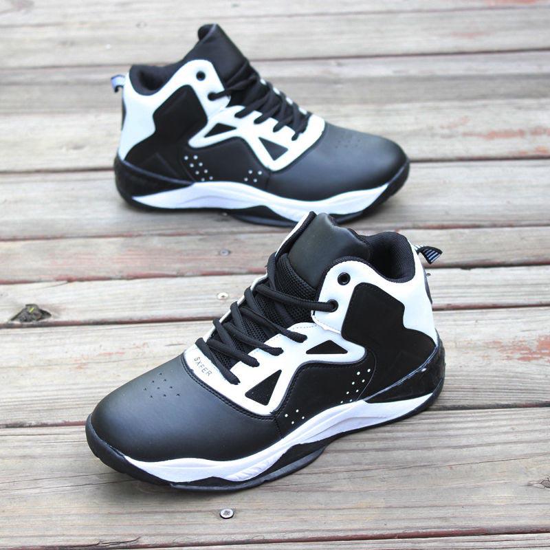 Size 39-44 Men Leather Sneakers Shockproof Breathable Deodorant Running Basketball Shoes Boys Non-slip Wear-resistant Skate Shoes