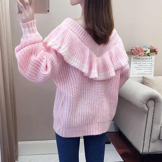 Autumn and Winter Ins Loose Blouse Round Neck Fashion Sweater Long Sleeve  Student Coat Female