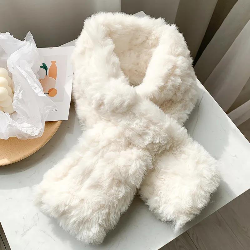 Winter Plush Scarf Rabbit Fur Korean Wild Scarf Thick Warm Windproof Scarf Shawl