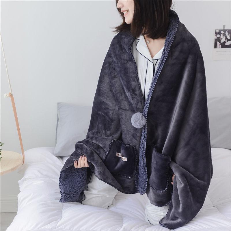 Autumn and Winter Multifunctional Office Soft Coral Fleece Flannel Small Wool Blanket Cover Blanket Bed Sheet Shawl Lazy Thick Blanket