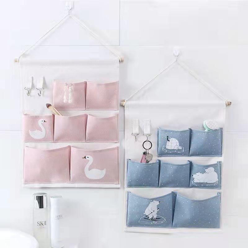 12/13 Pockets Fabric Hanging Bag Storage Bag on The Wall Behind The Door Dormitory Storage Bag Home Mobile Phone Sundries Decoration Hanging Pocket