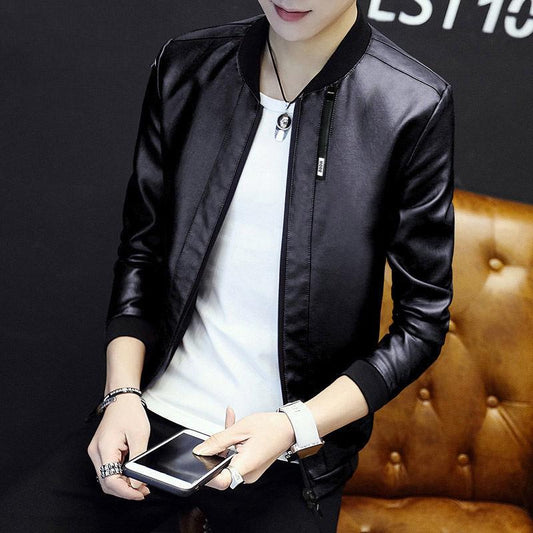 Men's casual jacket leather jacket large size men's jacket spring and autumn leather jacket