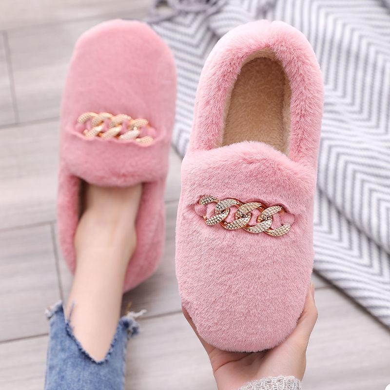 Autumn and Winter Pure Cotton Slippers Indoor Non-slip Soft-soled Shoes Warm Simple Plush Cotton Shoes