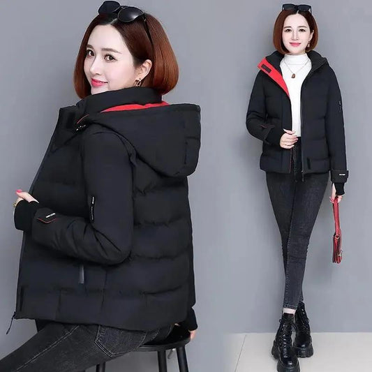 Winter Down Jacket Fashion Short Solid Color Cotton Jacket Plus Velvet Thickening Women's Down Jacket