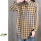 Bow Striped Retro Plaid Long Sleeve Shirt Women's Loose Large Size Mid Length Cardigan Shawl