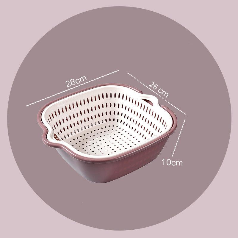 Double-layer Kitchen Sink Drain Basket Pot Assortment Vegetable Washing Basket Household Living Room Plastic Fruit Bowl Washing Fruit Plate