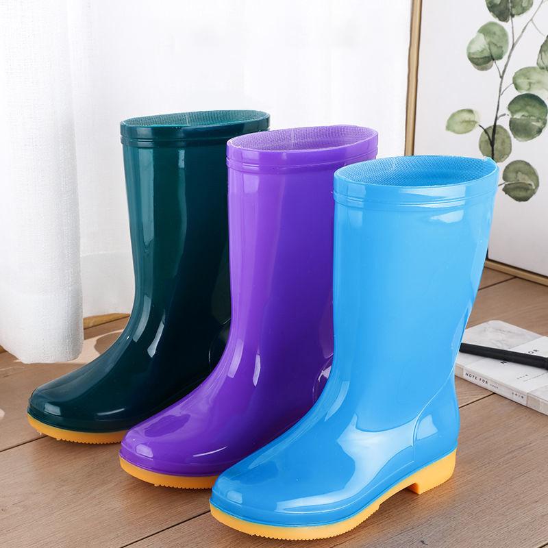 Medium Tube Rain Boots Rain Boots Waterproof Shoes Rubber Shoes Overshoes Water Boots Women Fashion Adult Non-slip High Tube Rain Boots