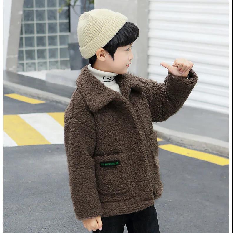 Boys' Lamb Velvet Jacket Western Style and Cotton Wool Sweater Children's Clothing In Autumn and Winter Korean Style Trendy Jackets