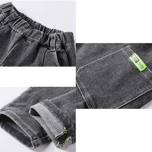 Boys Jeans Autumn and Winter Korean Style Trousers Children Plus Velvet Pants Casual Pants Trousers