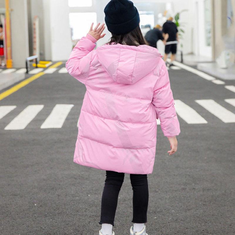 3-12Y Toddler Girls Long Jacket Outwear Children Cotton-padded Jacket Girl Winter Down Clothes Warm Coat Fur Hooed Snowsuit Kids