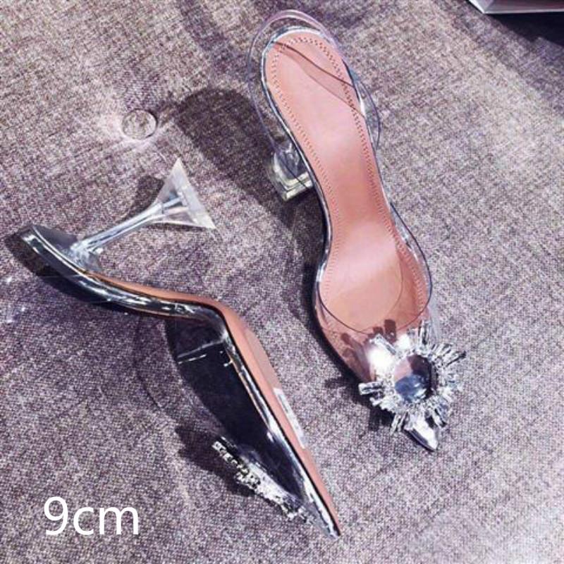 Women Transparent Sandals Female Summer Thin Heels Sexy Ladies High Heels with Crystal