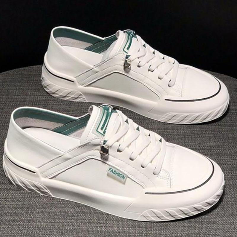 Soft Leather Two-wear White Shoes Women's Spring and Summer Flat Casual Lazy Shoes and Pedal Shoes