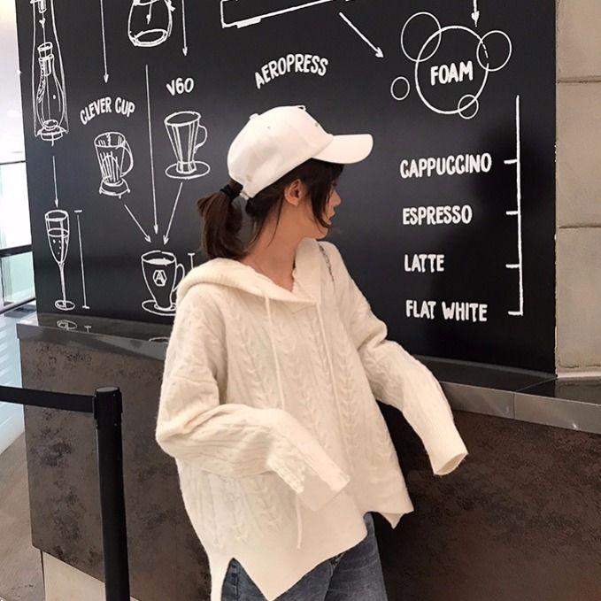 Pullovers autumn khaki sweater women short tops long sleeve o neck loose casual knitted pullover