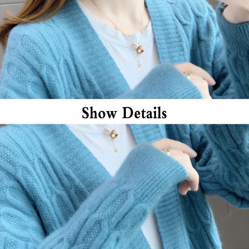 Women's Loose All-match Mid-length Knitted Sweater Cardigan Sweater Coat In Spring and Autumn