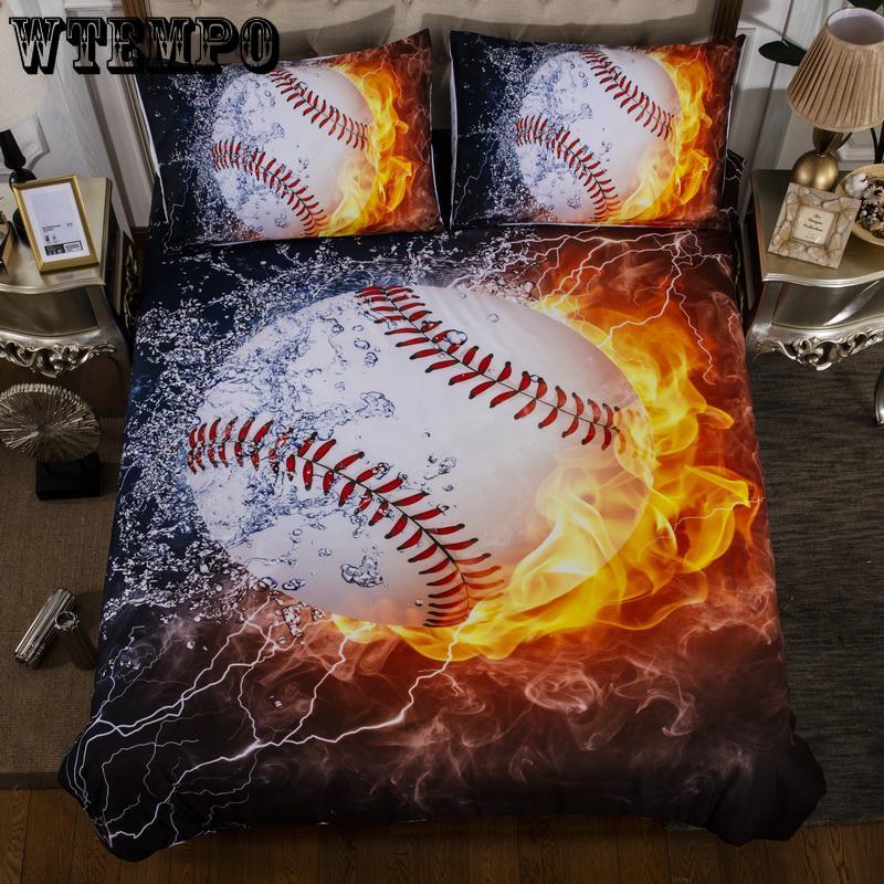 3Pcs/Set Baseball 3D Printed Queen Comforter Bedding Sets King Twin Size Luxury Duvet Cover