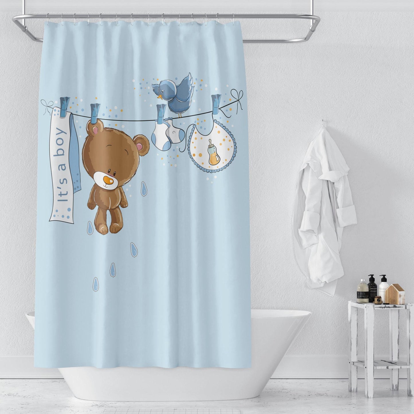 Bathroom Hook Shower Curtain Bathroom Partition Cloth Curtain Stop Curtain Waterproof and Mildew Proof Shower Curtain