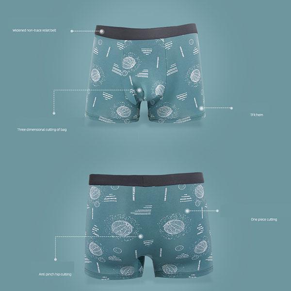 4Pcs/Set Men's Solid Color Printing Boxer Seamless Large Size Cotton Underpants Men's Soft Comfortable Boxer Pants