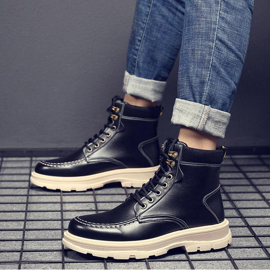 Men's Martin Boots High-top Shoes British Style Tooling Boots Winter Plus Velvet Snow Cotton Shoes Military Boots