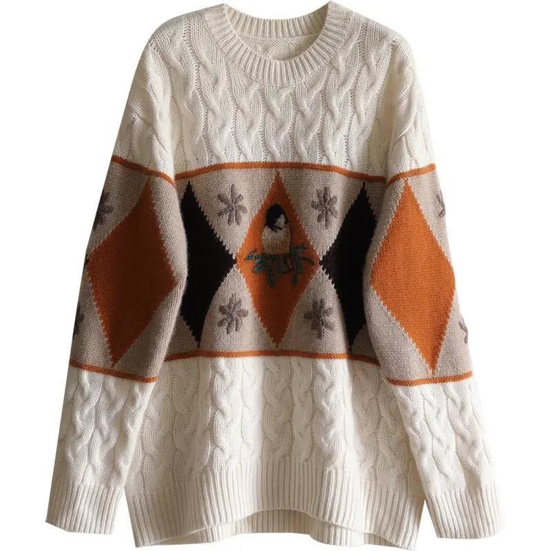 Light Luxury High-end Knitted Sweater Heavy Three-dimensional Design Fashion Bird Imitation Cashmere Top Women's 2022 Autumn and Winter