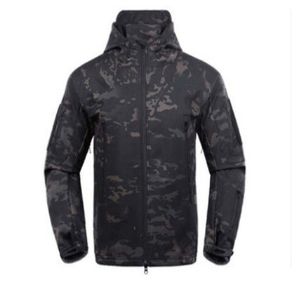 Tactical Fleece Jacket Men Hooded Waterproof Military Camouflage Field Coat Windbreaker