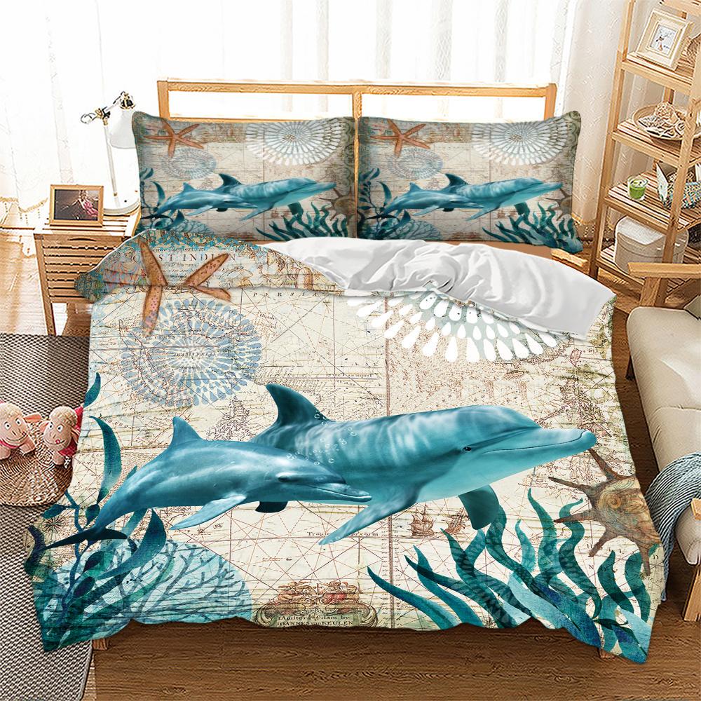 3D dolphin Bedding Set Duvet Cover Sets For Twin Full Queen King Bed Bedline Home