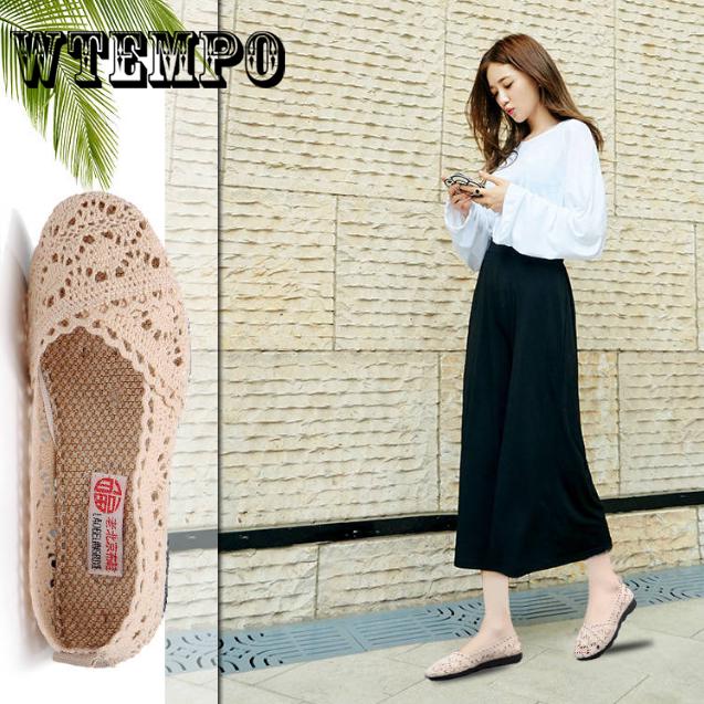 Shoes Women Hollow Lace Mesh Shallow Mouth Shoes Casual Shoes Women Sandals