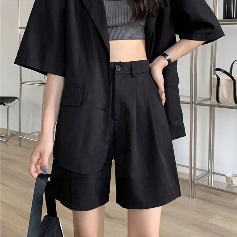 Women's Summer Thin Shorts Loose High Waist Mid Pants Straight Large Size Drape Shows Thin Wide Legs Casual Five-point Pants Suit Shorts