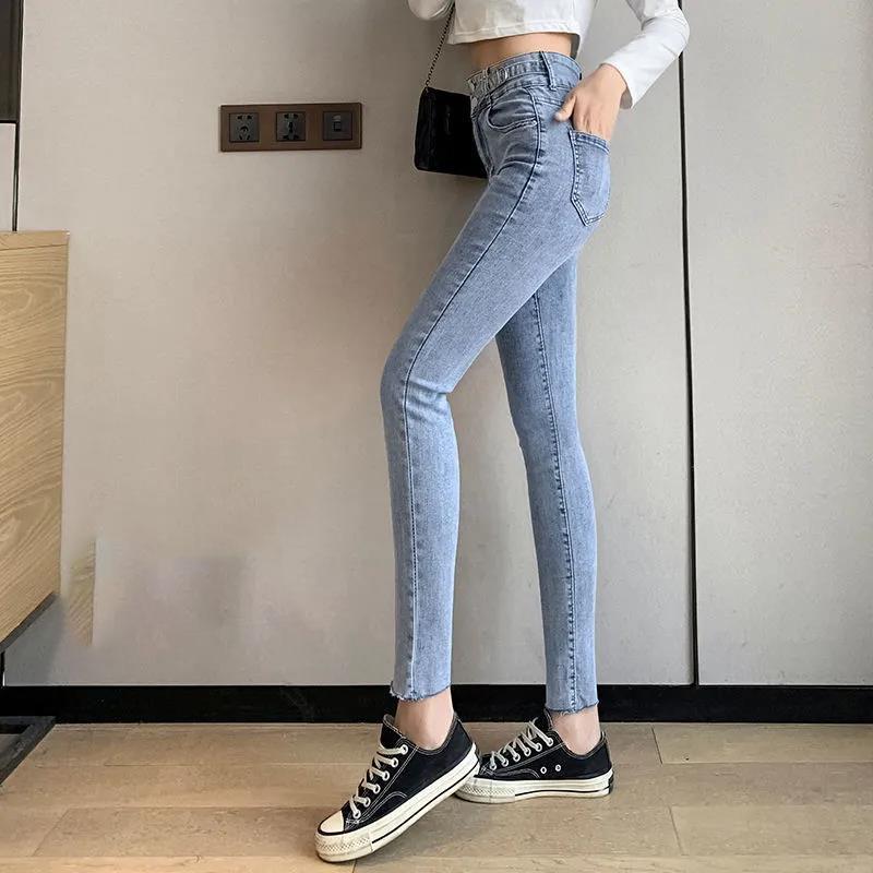 Women High Waist  Jeans  Thin Pencil Pants  Denim Stretch  Slim Female Trousers Spring Autumn