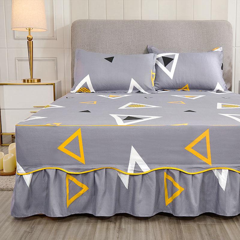 Skin-friendly Solid Color Home Bed Skirt Bedroom Sanding One-piece Bedspread Bedding Bedroom Student Dormitory Sheets