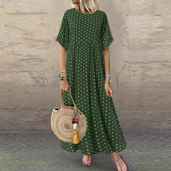 Boho Maxi Dress Vintage Print Summer Half Sleeve Loose Dress Casual Plus Size Female Long Dress Big Swing Dresses Robe Vestidos