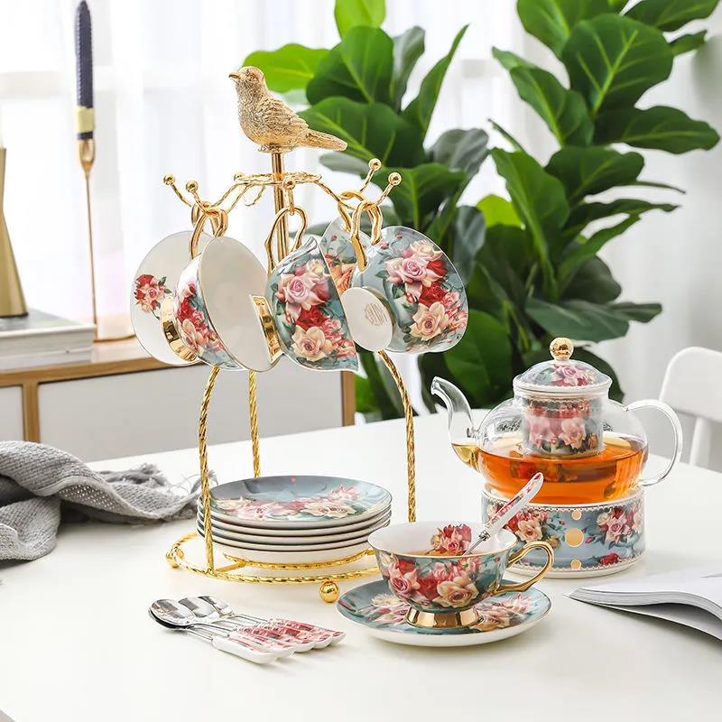 Rose Angel Bone China Exquisite Coffee Cup European Style Small Luxury Suit with Spoon Ceramic High-end Elegant Retro