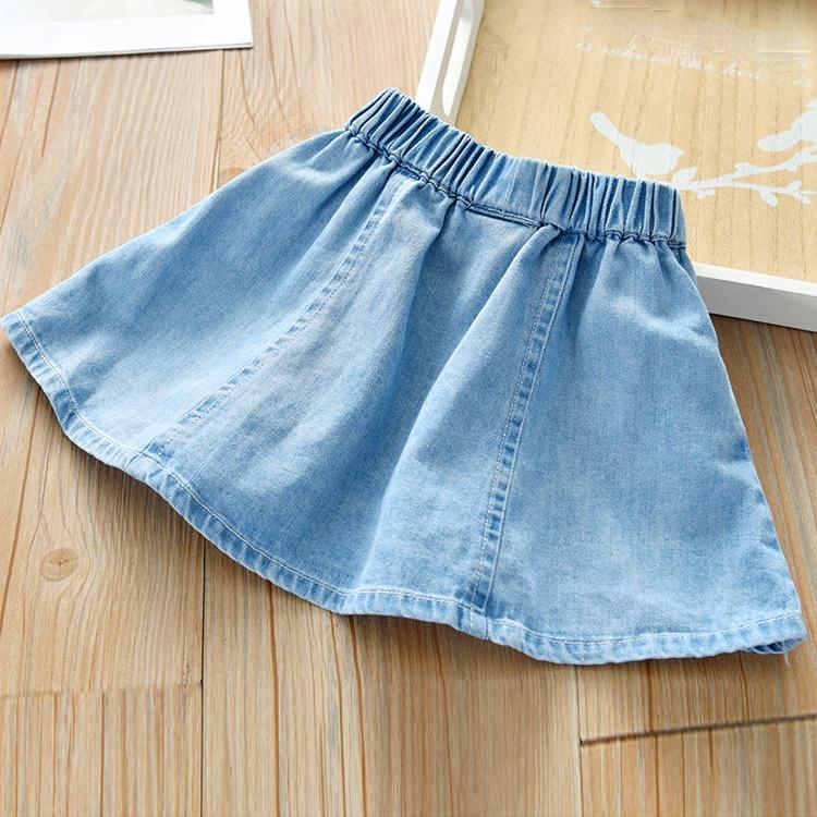 Autumn Spring Summer Casual Girls' Skirts Korean Style Stretch Short Skirts Pleated Skirts Playful Style Denim Skirts