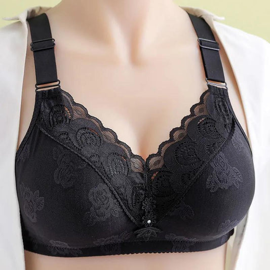 Thin Section Breathable Large Size Gathering Type Anti-sagging Breast-free Rimless Comfortable Chest Ladies Underwear Bra