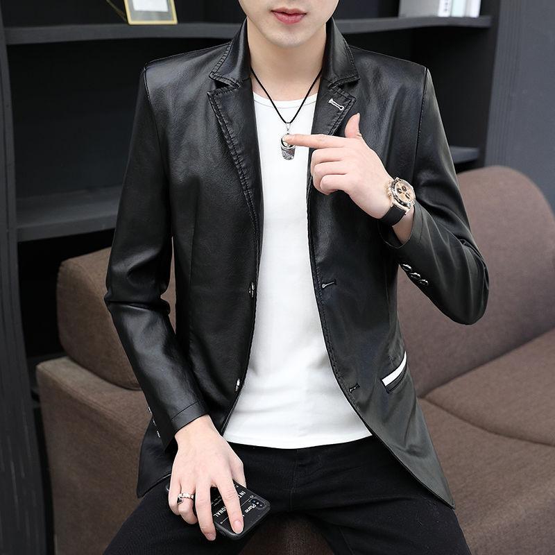 Youth Popular Men's Leather Jacket Spring and Autumn Fashion Trend Slim Thin Leather Jacket