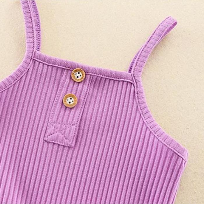 Baby Summer Clothing Newborn Baby Girl Solid Clothes Knitted Vest Crop Tops Vest Shorts Pants Ribbed Outfit