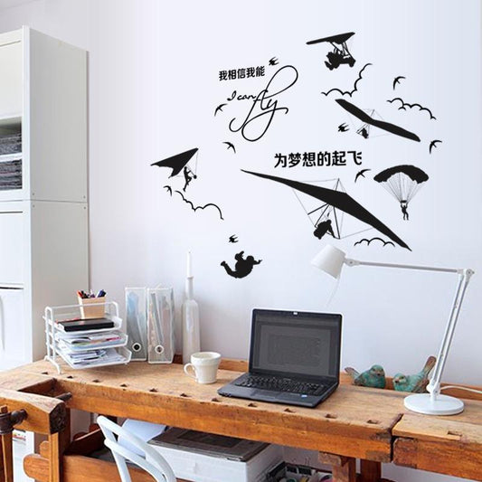 Inspirational text living room bedroom decoration stickers removable kite parachute wall stickers