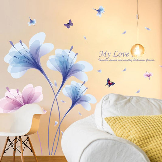 Dream Orchid Bedroom Living Room TV Background Wall Sticker Environmental Mural Removable Paper