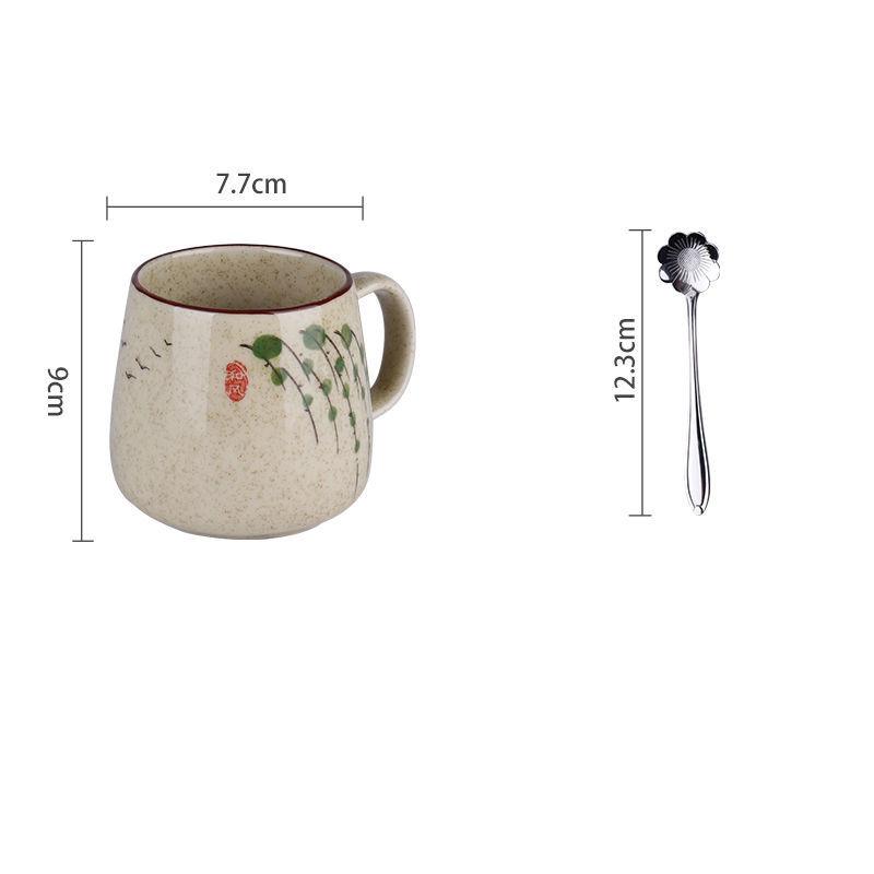 Creative Retro Breakfast Cup Underglaze Hand-painted Ceramic Mug Oatmeal Cup Chunky Milk Cup Coffee Cup Tea Cup