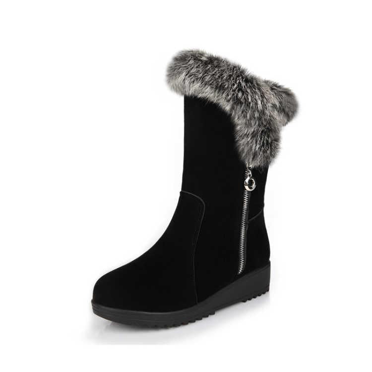 Rabbit Fur Snow Boots 2019 Women's Winter Boots Women's Round Head Thick Warm Cotton Shoes Women