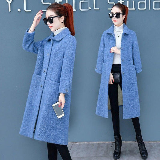 Elegant Autumn Winter Women Long Coat Jacket Casual Warm Wool Blends Overcoat Fashion Cashmere Coats