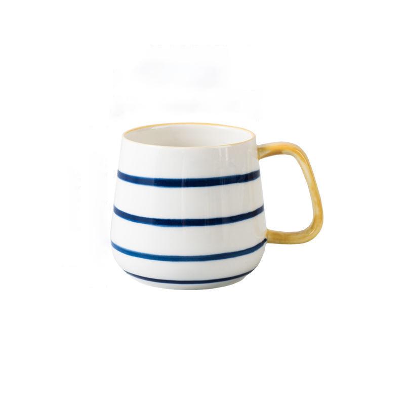 Ceramic Mug with Lid Spoon Japanese Hand-painted Drinking Cup Male and Female Student Handle Coffee Breakfast Milk Cup