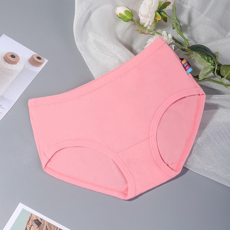 4Pcs/Set Solid Color Large Size Mid Waist Causal Soft Briefs Women's Seamless Cotton Panties