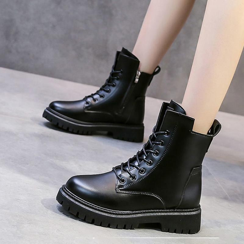 British Style Women's Martin Boots Autumn and Winter Korean Style Thick Martin Boots All-match Platform Knight Boots