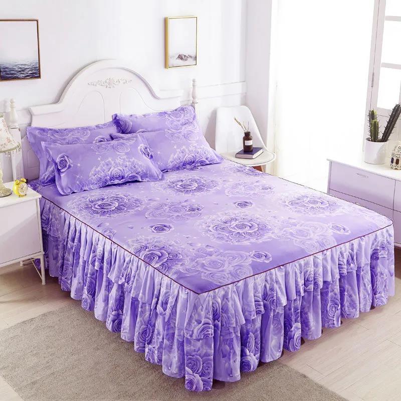 1 Piece Set Korean Princess Style Mattress Cover Non-slip Double-sided Bedspread Lace Bed Sheet Bed Cover